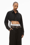 alexander wang cropped button down in compact cotton black