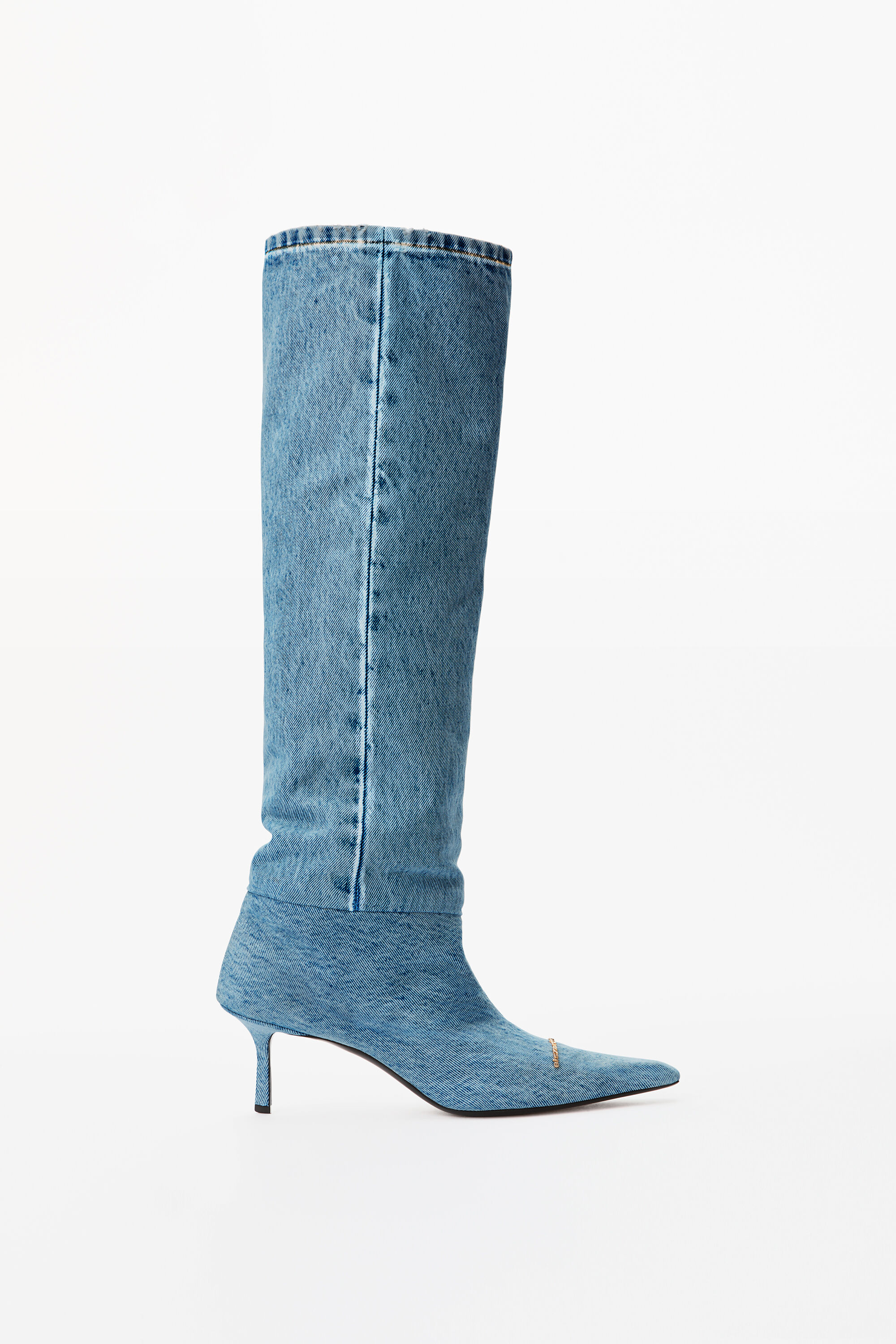 alexanderwang VIOLA 65 SLOUCH BOOT IN WASHED DENIM MEDIUM INDIGO