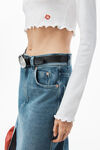 alexander wang lettuce hem crewneck in micro rib jersey white