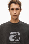 alexander wang sporty logo sweatshirt in reverse terry charcoal