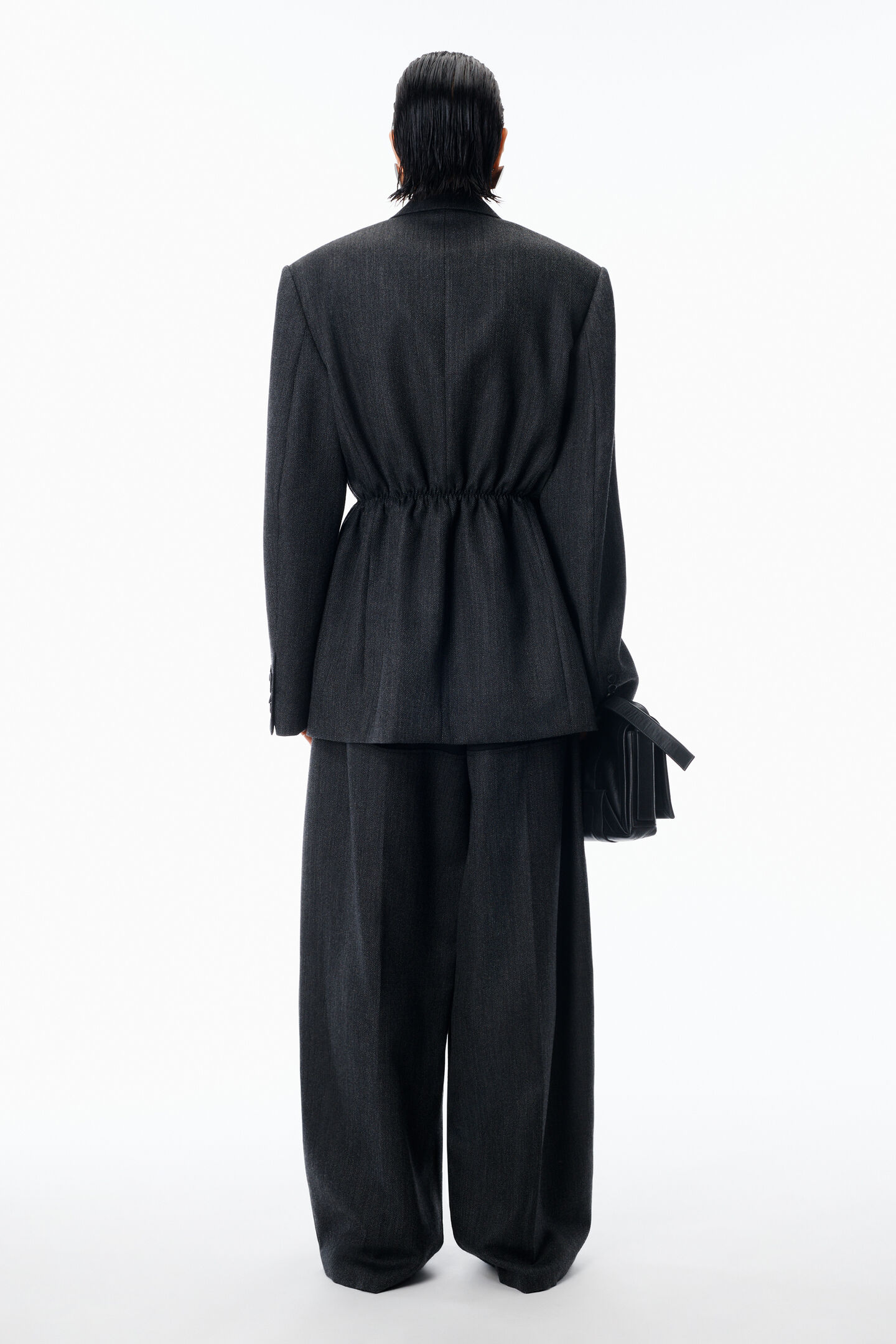 Alexander Wang Oversized Blazer In Wool Twill In Black