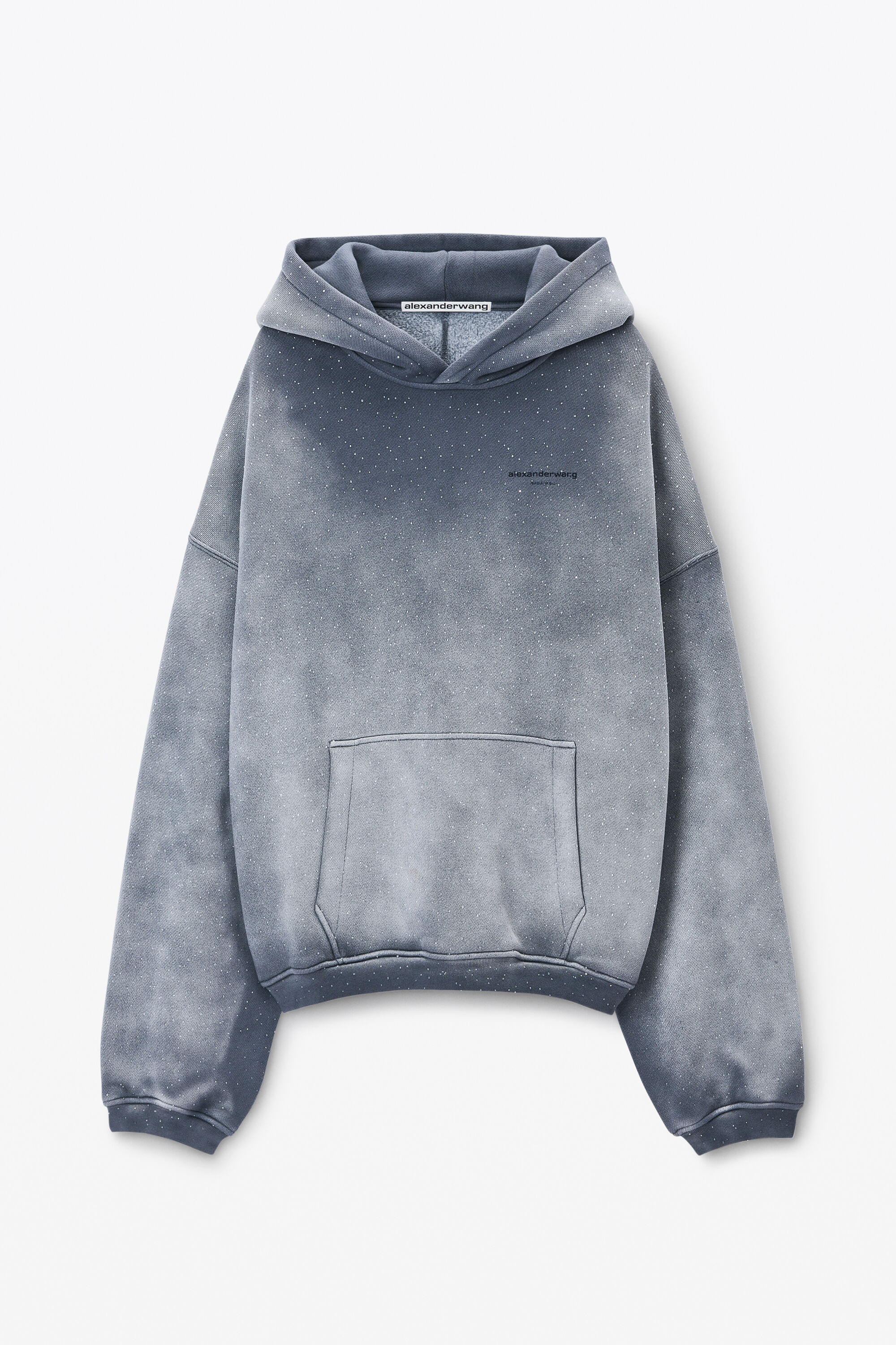 Unisex Crystal Hotfix Hoodie in WASHED CHALK | alexanderwang®