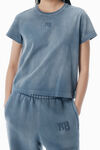 Alexander Wang washed blue ink blue shrunken cotton tee with logo