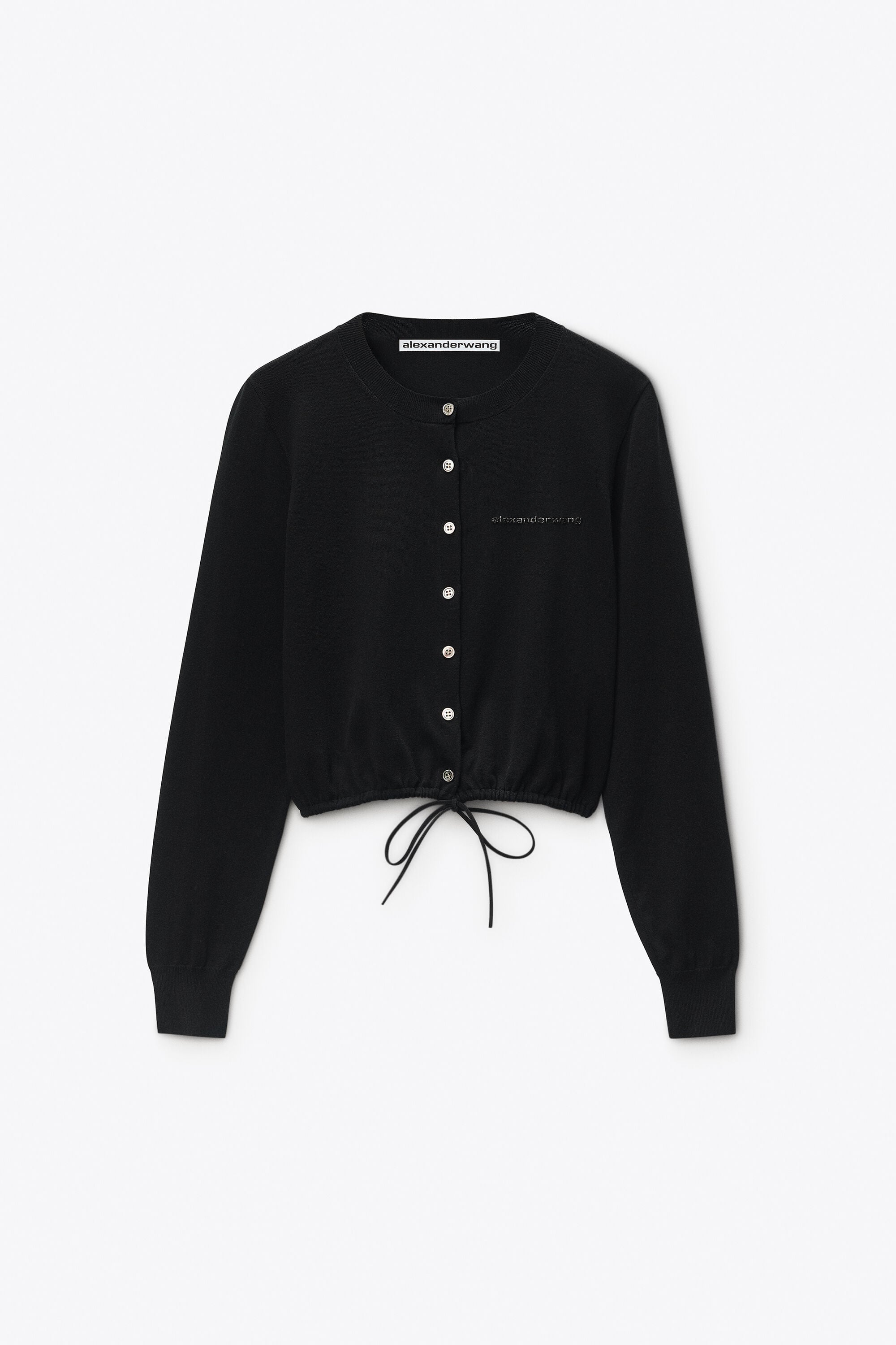 DRAWSTRING HEM CARDIGAN in BLACK | alexanderwang®