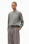 alexander wang puff logo long sleeve tee in glitter jersey sidewalk