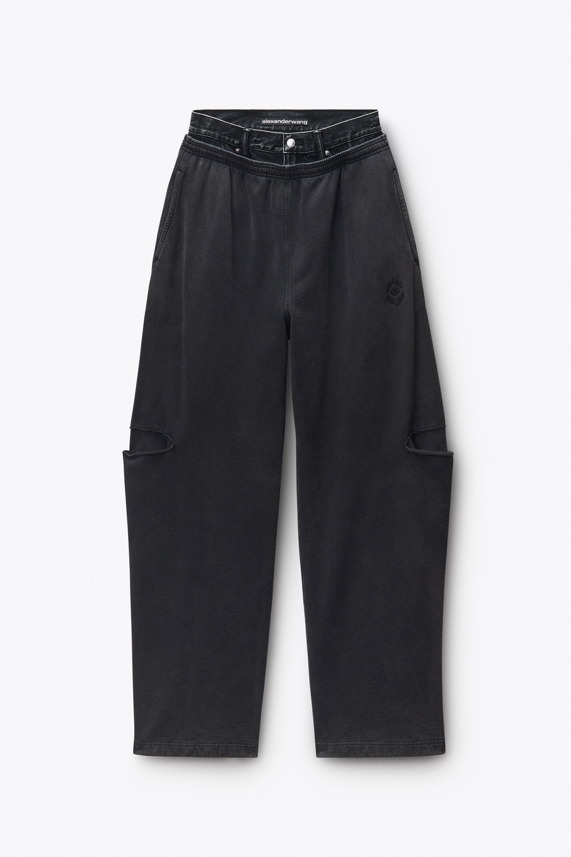 Denim Waist Sweatpant in WASHED BLACK/GREY AGED | alexanderwang®