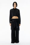 Alexander Wang black 黑色真丝绉缎假两件宽松休闲裤