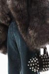 Alexander Wang black crackle indigo bikerhose aus baumwolldenim mit transparentem hotfix-strass
