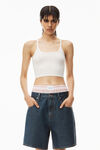 alexander wang scoop neck tank in stretch viscose knit soft white