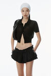 Alexander Wang black logo embroidered polo cardigan in viscose