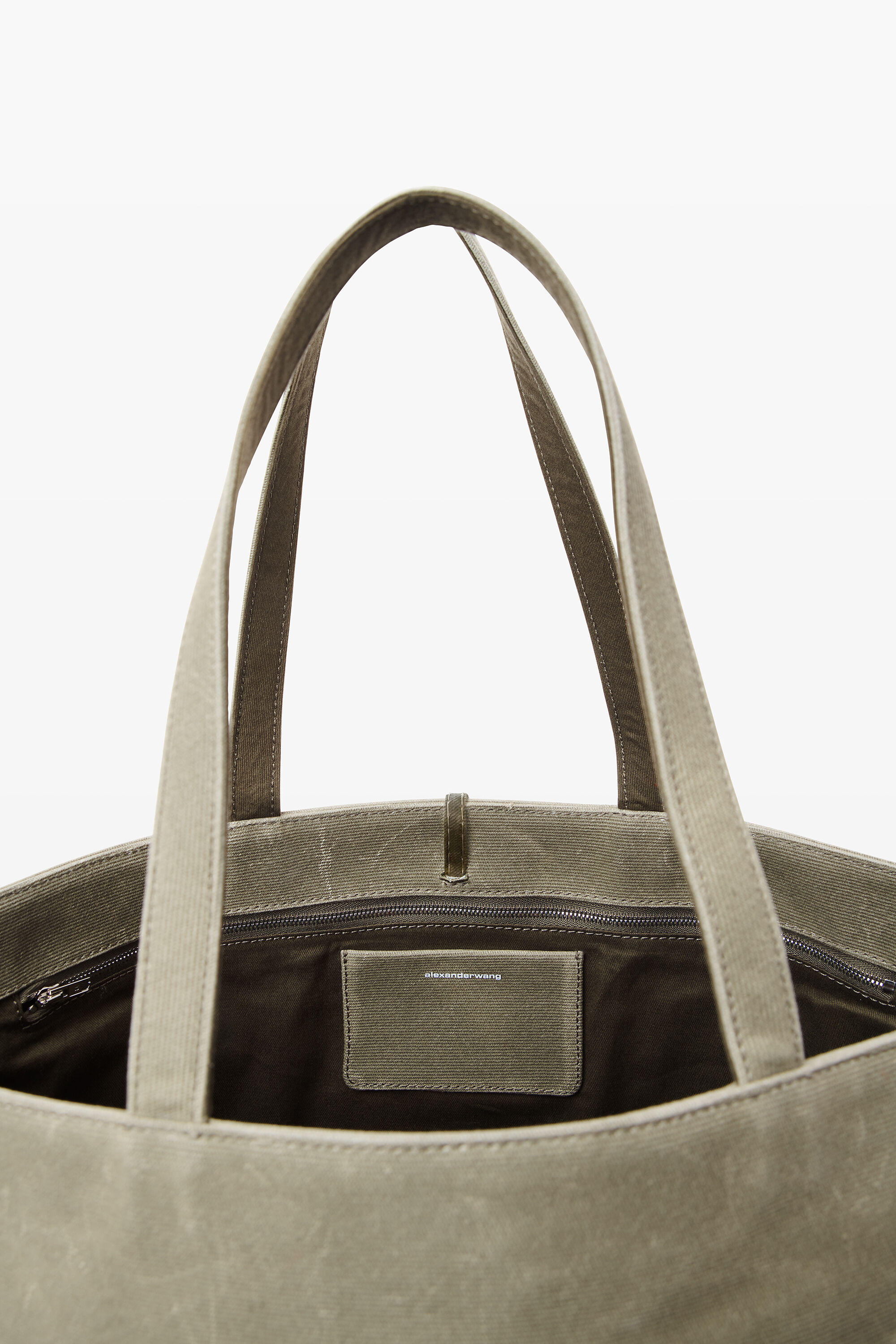 Punch Tote Bag in wax canvas in SURPLUS KHAKI | alexanderwang®