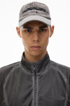 Alexander Wang weathered grey 3d logo-embroidered flocked denim cap