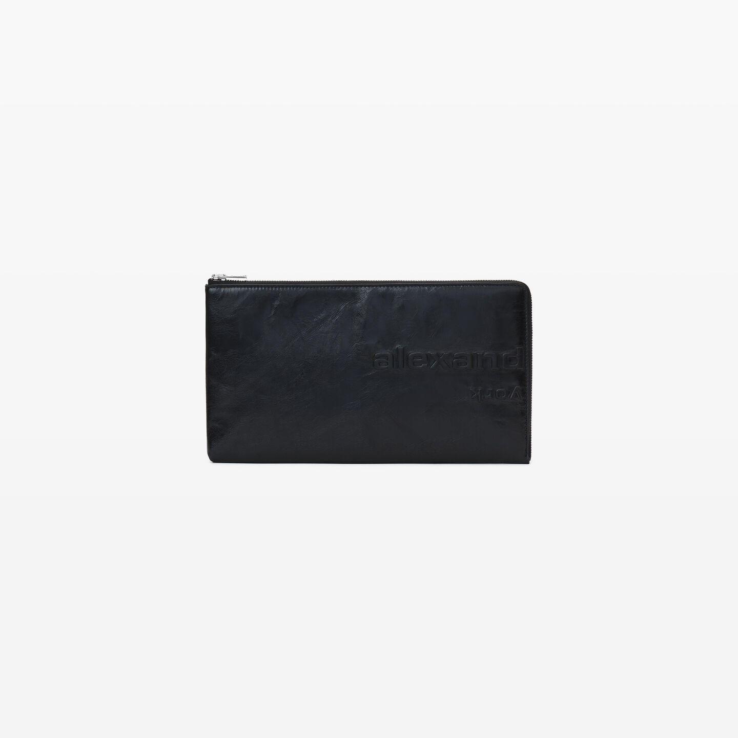 Alexander Wang Zip Pouch In Crackle Patent Leather In Black