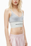 alexander wang logo elastic bra in ribbed jersey grey