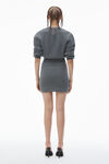 Alexander Wang charcoal long sleeve dress in wool blend with crystal hotfix trim