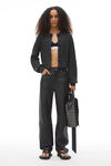 Alexander Wang charcoal cardigan à maille torsadée en laine bouillie avec perles transparentes thermocollées