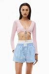 alexander wang 佩斯利图案衬衫面料徽标装饰弹力平角短裤 chambray blue