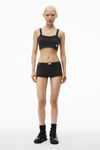 Alexander Wang washed black boy-shorts aus baumwollstretch in waffelstrick