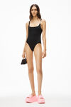 alexander wang diamante logo charm swimsuit in jersey black