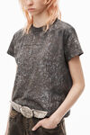 Alexander Wang steel grey splatter 溅墨水洗效果压纹徽标装饰棉质 t 恤
