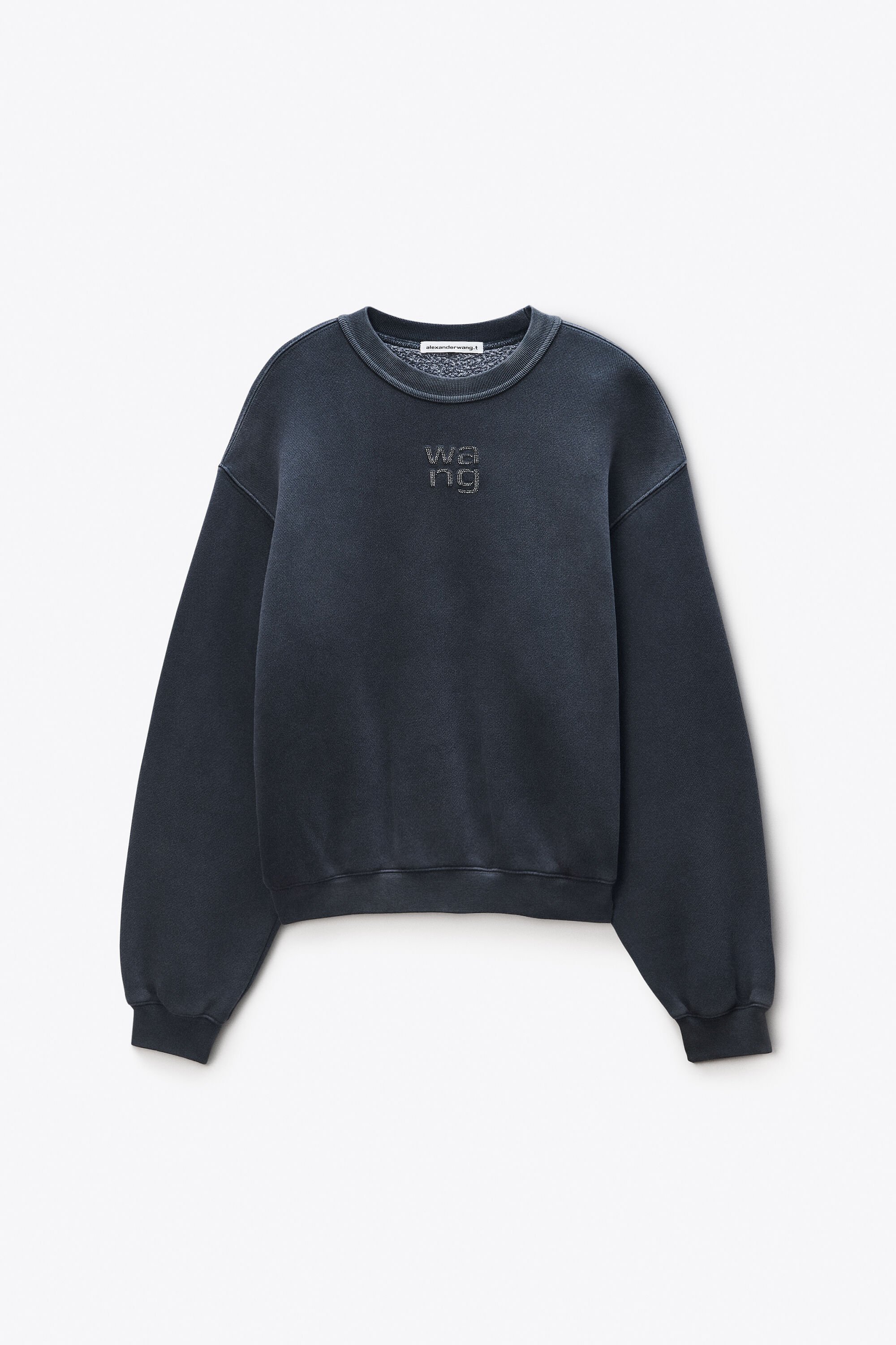 Crystal Hotfix Logo Sweatshirt in WASHED BLACK | alexanderwang®
