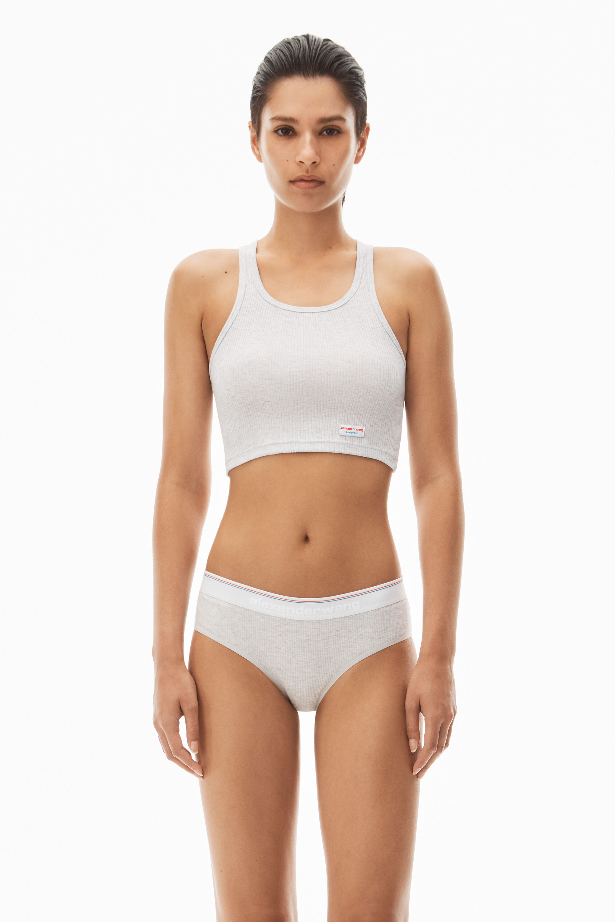 alexanderwang CROPPED RACERBACK TANK IN RIBBED ...
