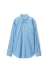 alexander wang apple boyfriend shirt in compact cotton blue/pink