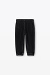alexander wang kids puff logo sweatpant in velour washed pepper