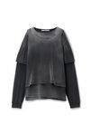 Alexander Wang washed black oversize triple-layer unisex tee in cotton