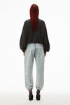 alexander wang デニム ロゴプリント ジョガーパンツ  pebble bleach/white