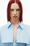 alexander wang layered smocked cami in compact cotton chambray blue