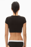 Alexander Wang black cropped short-sleeve tee in ribbed cotton jersey