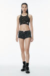 Alexander Wang washed black multi 花卉图案罗纹棉质工字背心