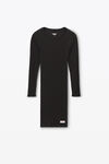 alexander wang long sleeve crewneck dress in ribbed cotton black
