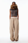 Alexander Wang warm taupe mid-rise track pant in cotton twill