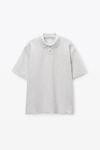 Alexander Wang light heather grey polo gris clair en piqué à rayures