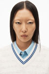 alexander wang tunic v-neck vest in compact cotton off white/marine