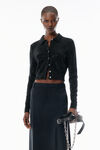 Alexander Wang black black wool-blend hotfix polo cardigan