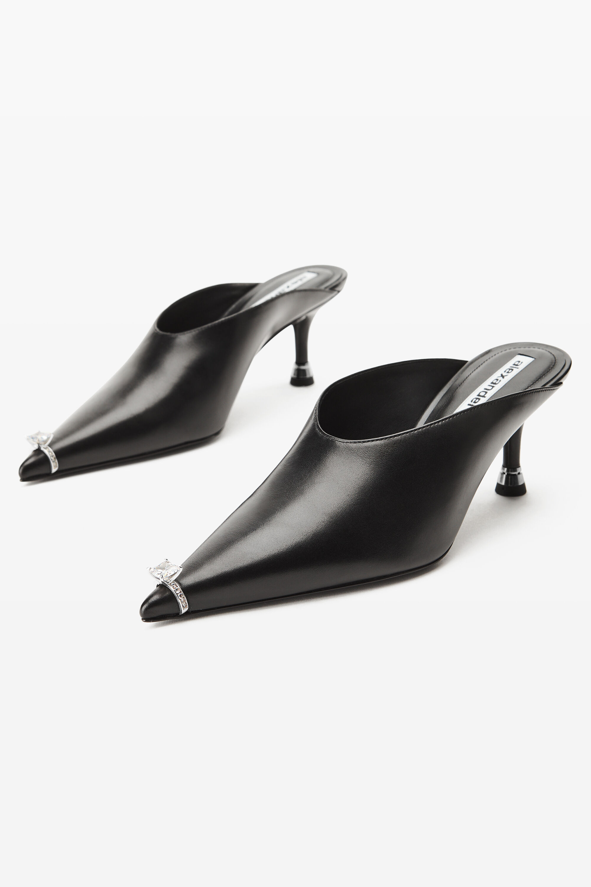 Akilita Ring Mule in leather 65mm in BLACK | alexanderwang®