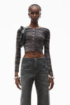 Alexander Wang eiffel tower digital animal-print crewneck cardigan in chenille