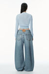 Alexander Wang ariel blue kurzer cardigan aus viskose mit logostickerei