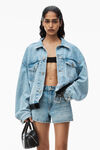alexander wang shorty 高腰牛仔短裤 light indigo fade