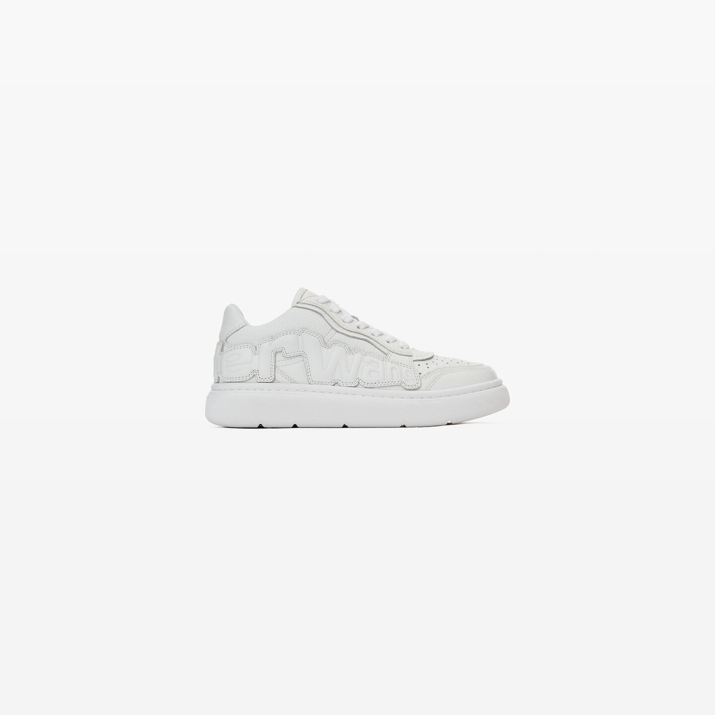 Shop Alexander Wang Puff Pebble Leather Sneaker With Logo In Optic White