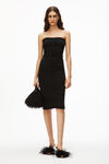 alexander wang ruched strapless dress in stretch nylon black