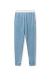 Alexander Wang washed blue pantaloni da jogging in cotone elasticizzato a nido d'ape