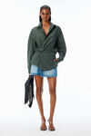 Alexander Wang green/navy pre-styled wrap mini dress in cotton