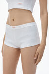 Alexander Wang white crystal hotfix short in waffle knit