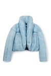 alexander wang oversized cropped puffer jacket in nylon vintage faded indigo