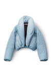 alexander wang oversized cropped puffer jacket in nylon vintage faded indigo
