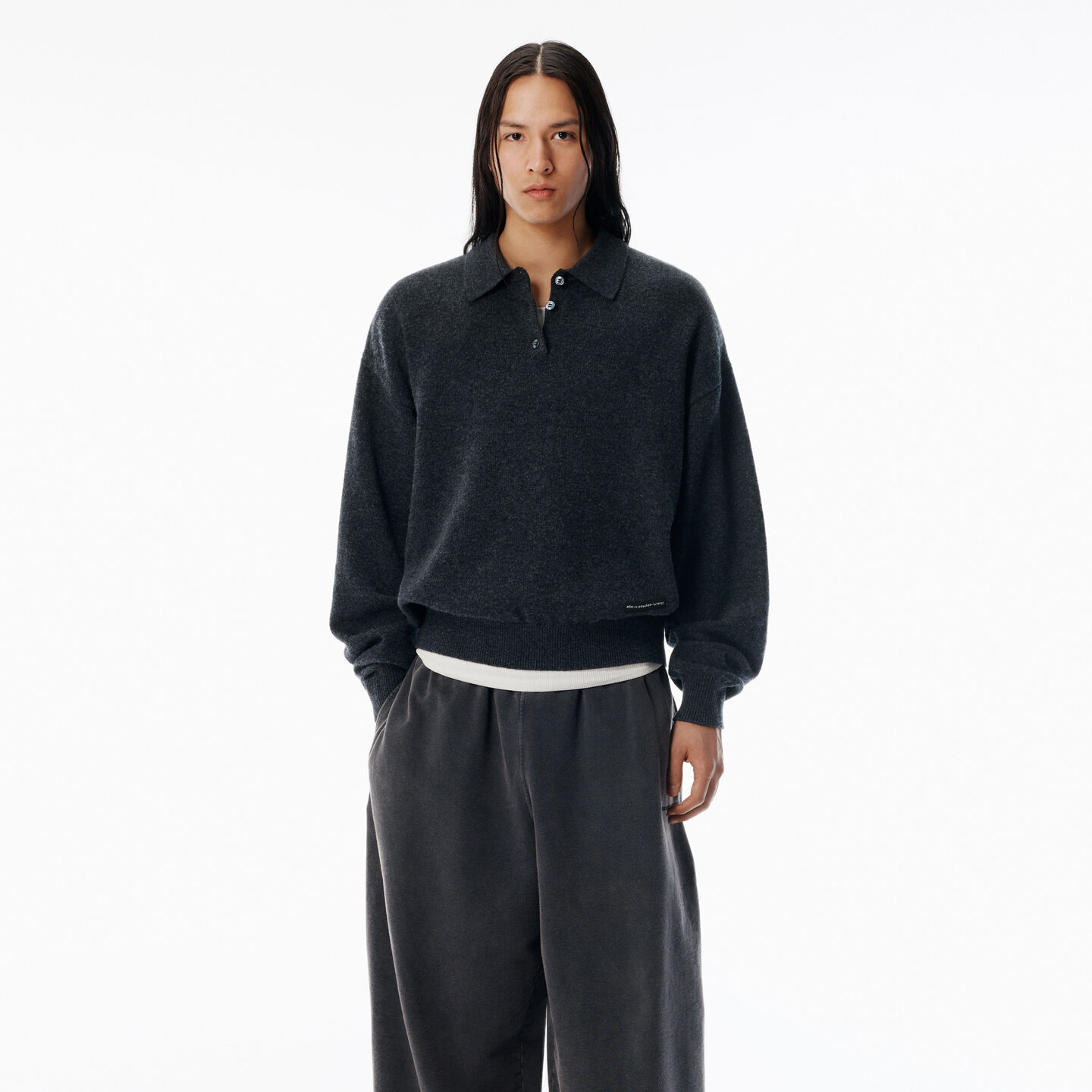 Alexander Wang 차콜 울 블렌드 헨리 풀오버